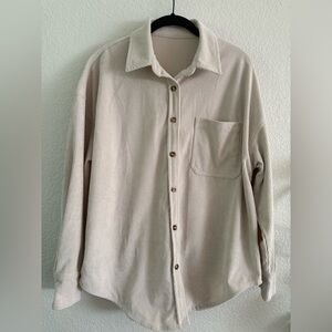 Beige Corduroy Button-Up Shirt